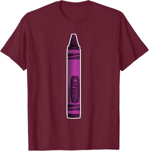 Elywick. Purple Crayon - -Adults, Purple, Small, Short Sleeve, Classic Fit T-Shirt - T-Shirt | Maroon