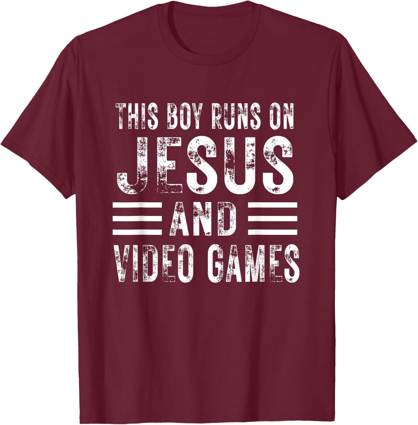 This Boy Runs On Jesus And Video Games Christian Christ kids T-Shirt - T-Shirt | Maroon