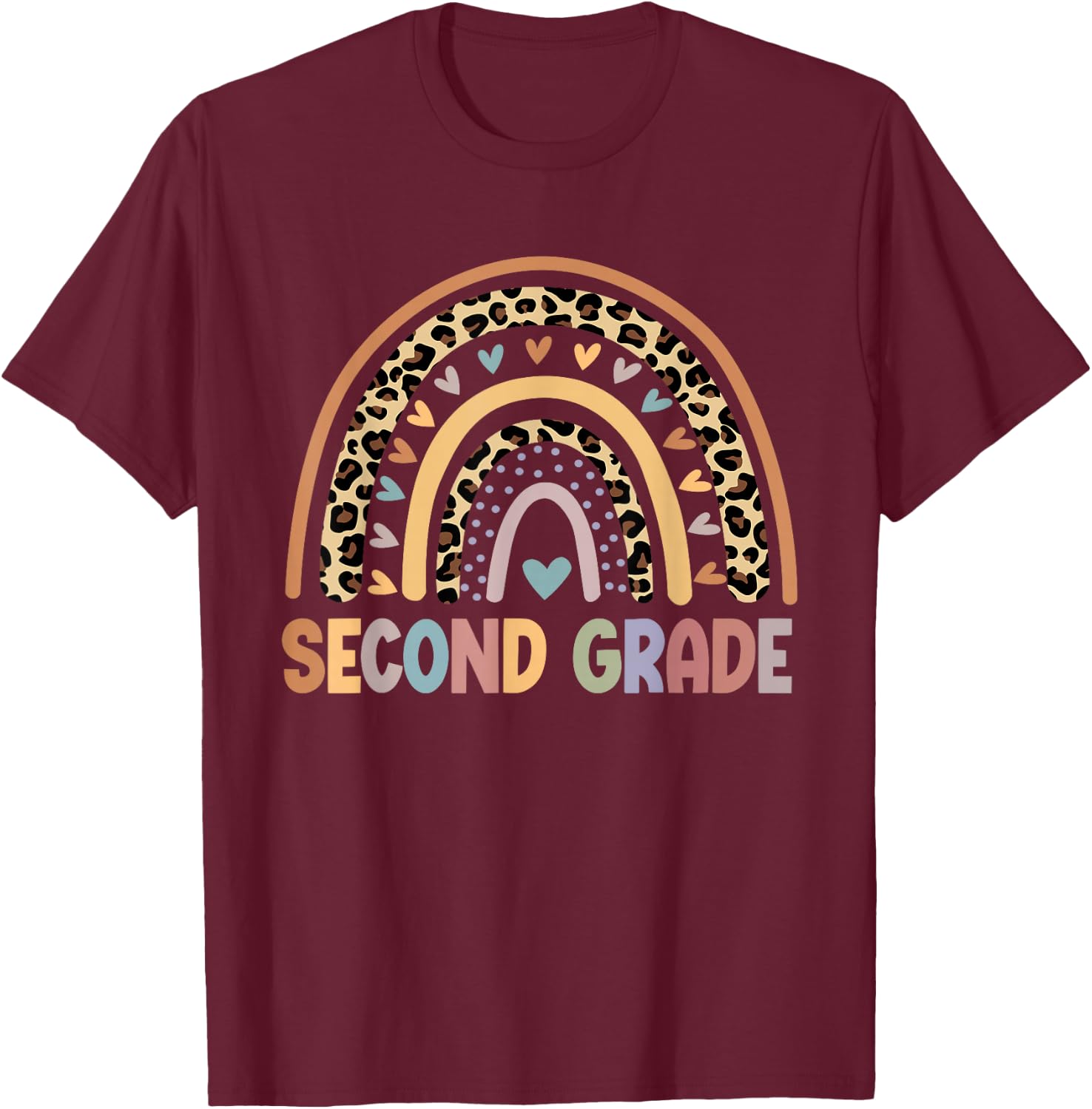 Second Grade Rainbow Girls Boys Teacher Team 2nd Grade Squad T-Shirt - T-Shirt | Maroon