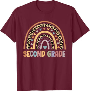 Second Grade Rainbow Girls Boys Teacher Team 2nd Grade Squad T-Shirt - T-Shirt | Maroon