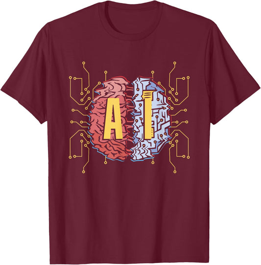 AI Brain | Computer Science | Artificial Intelligence T-Shirt - T-Shirt | Maroon
