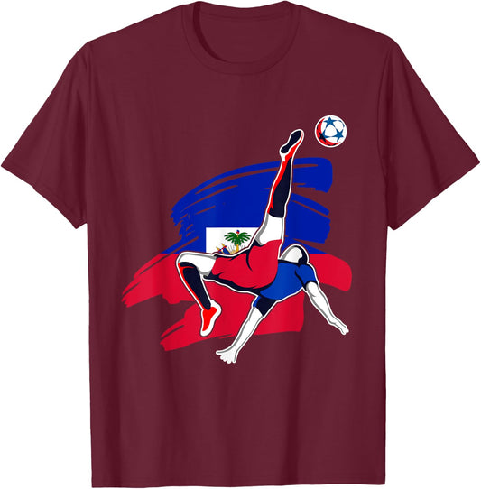 Haiti Soccer Fans Jersey Pride Proud Haitian Football Lovers T-Shirt - T-Shirt | Maroon