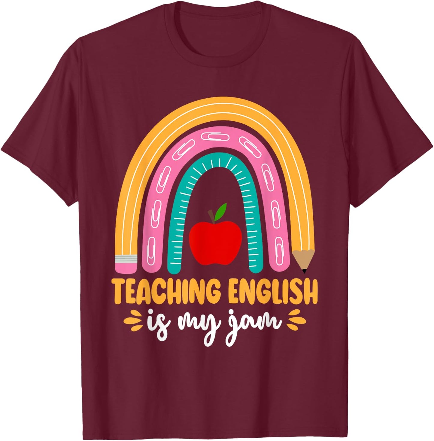 Grammar Police English Teacher Teaching English Is My Jam Men Women Kids T-Shirt - T-Shirt | Maroon