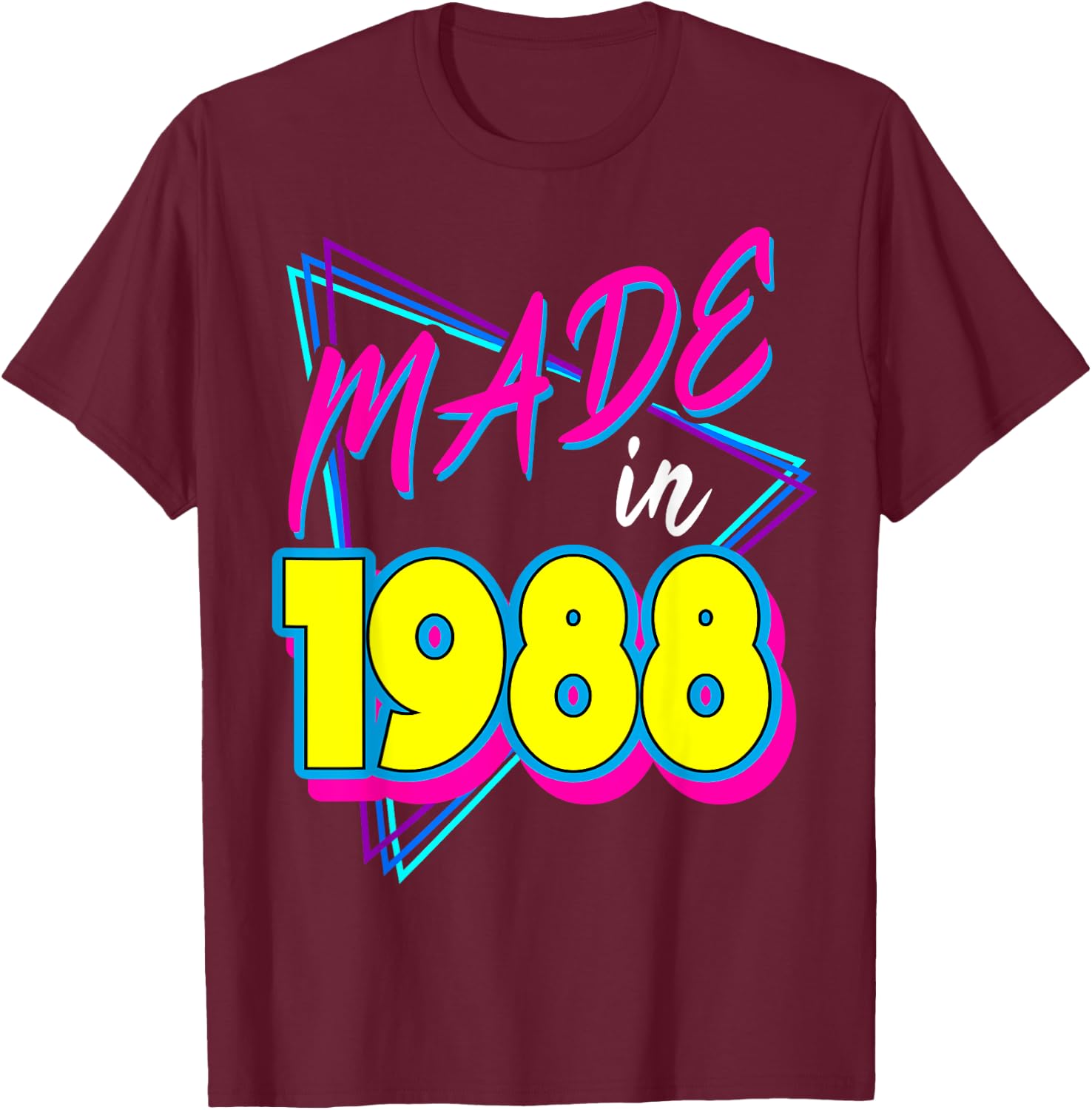 Made in 1988 33rd Birthday Retro 33 Years Old 80s Vintage T-Shirt - T-Shirt | Maroon