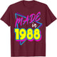 Made in 1988 33rd Birthday Retro 33 Years Old 80s Vintage T-Shirt - T-Shirt | Maroon