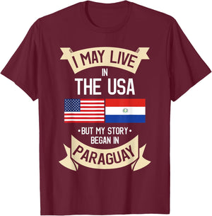 Paraguay American Flag USA Paraguayan Roots Gifts Girls Kids Men T-Shirt - T-Shirt | Maroon