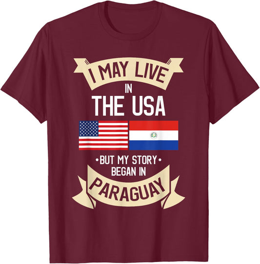 Paraguay American Flag USA Paraguayan Roots Gifts Girls Kids Men T-Shirt - T-Shirt | Maroon
