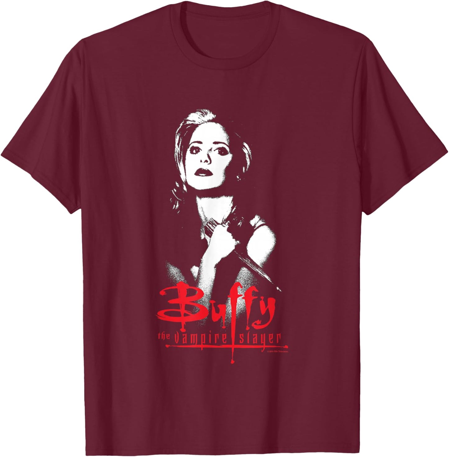 Buffy The Vampire Slayer Buffy Summers Distressed Hero T-Shirt - T-Shirt | Maroon