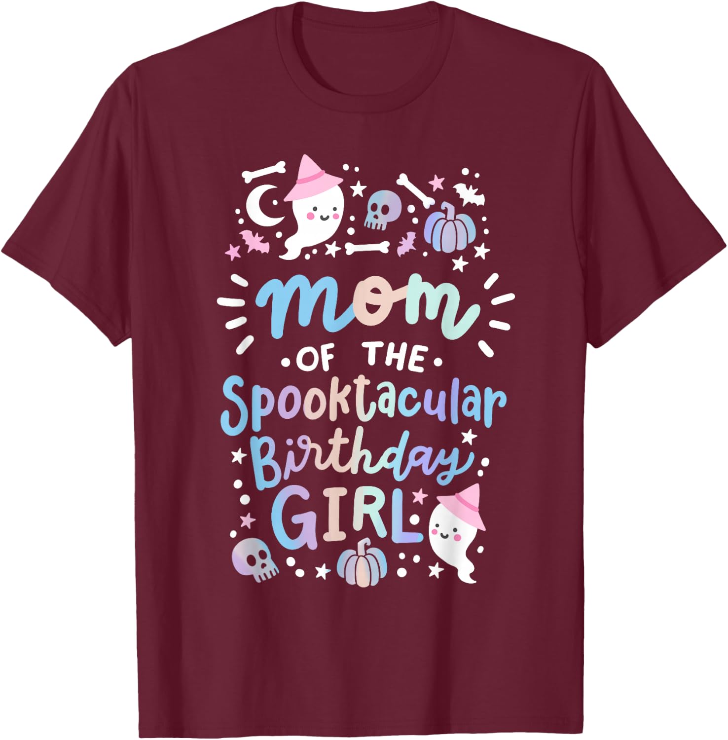 Mom of the Spooktacular Birthday Girl Halloween Family T-Shirt - T-Shirt | Maroon