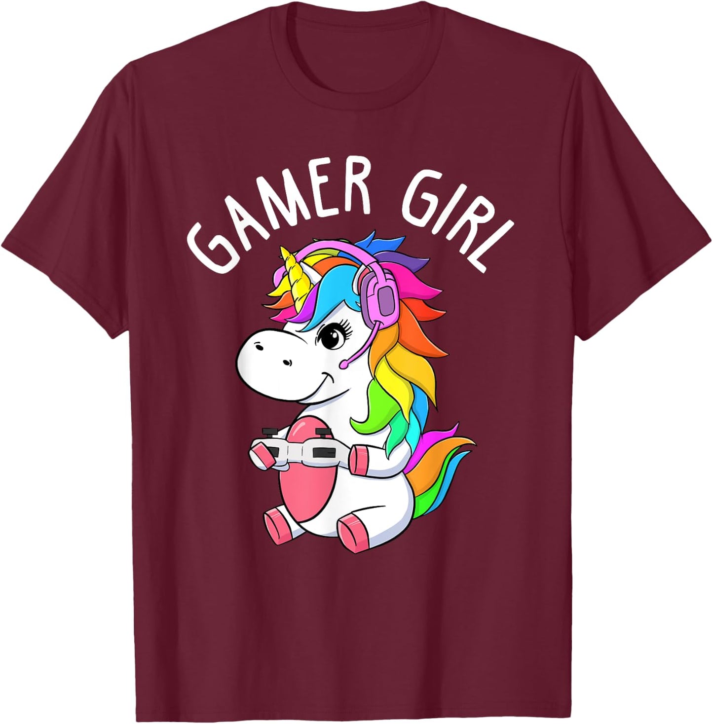 Gamer Girl Gaming Unicorn Cute Video Game Gift Women Girls T-Shirt - T-Shirt | Maroon