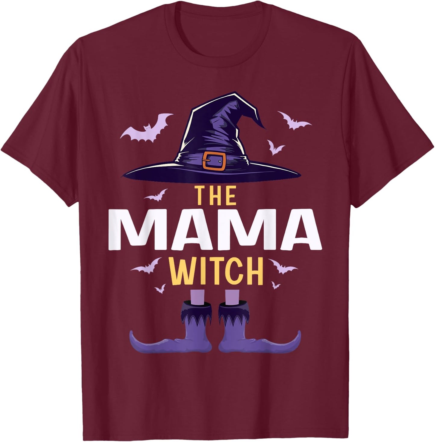 Mama Halloween Witch Group Matching Costume T-Shirt - T-Shirt | Maroon