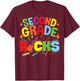Hello 2nd Grade Rocks Teacher Team Vibes Rockstar T-Shirt - T-Shirt | Maroon
