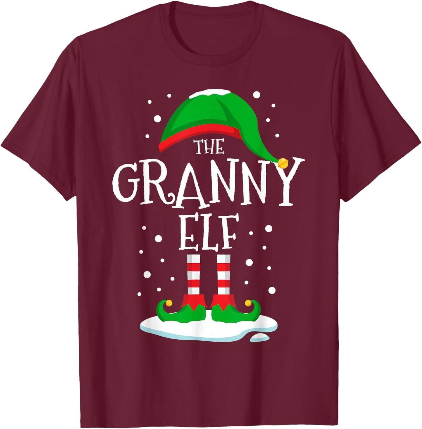The Granny Elf Christmas Family Matching Xmas Grandma Funny T-Shirt - T-Shirt | Maroon