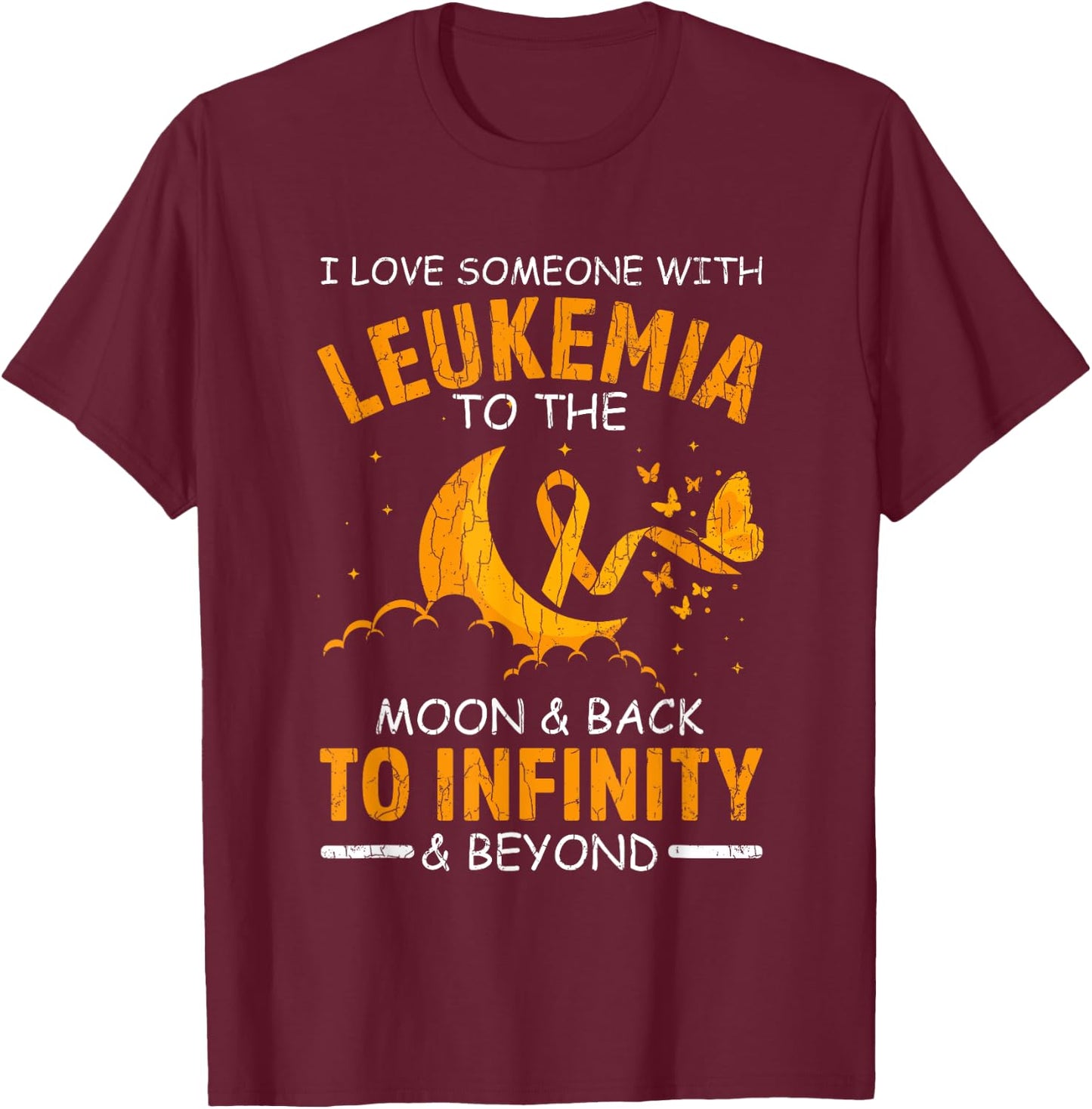 I Love Someone With Leukemia Happy Awareness Ribbon Graphic T-Shirt - T-Shirt | Maroon