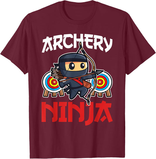 Archery Ninja For Archer Boys Kids T-Shirt - T-Shirt | Maroon