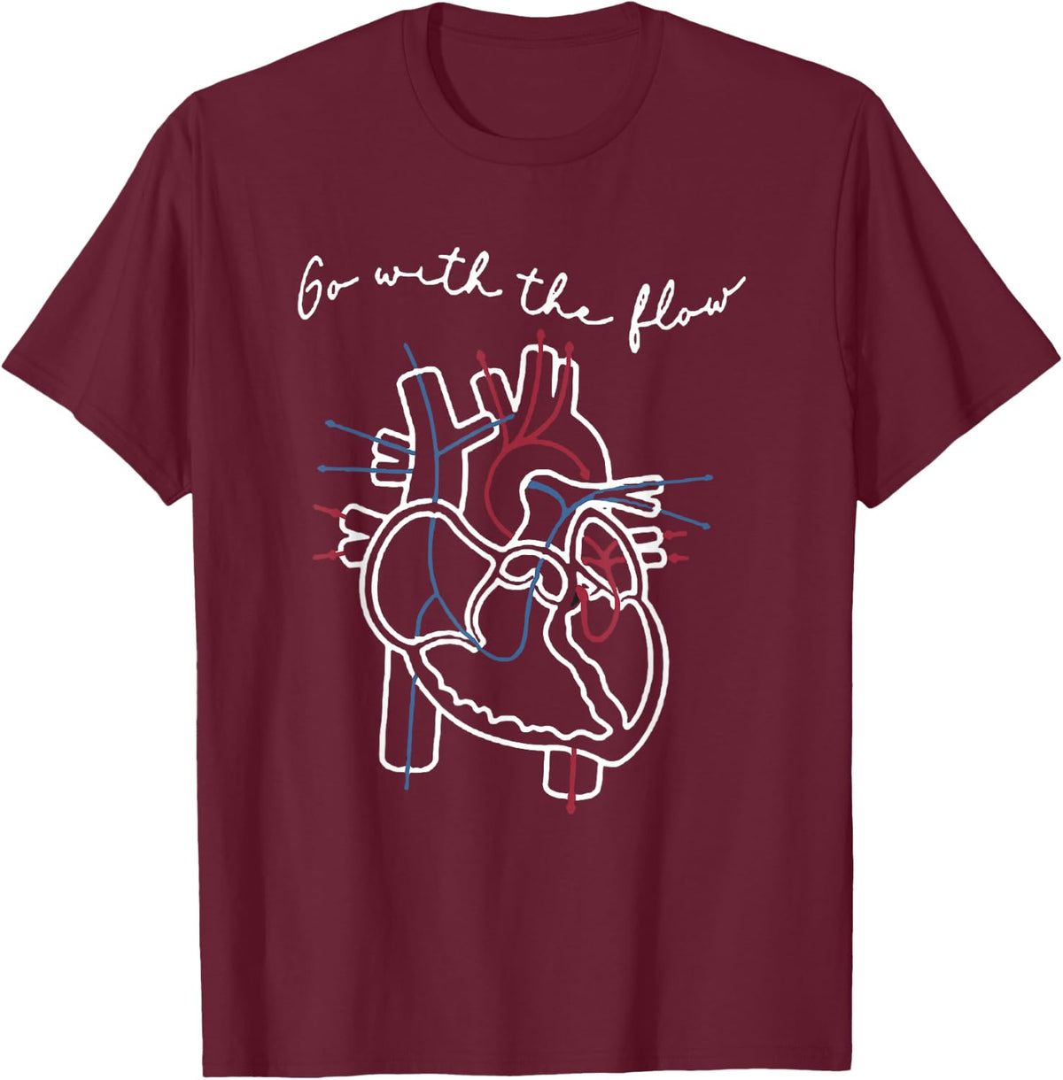 CVICU Cardiac Nurse Anatomy Cardiology Human Heart Flow T-Shirt - T-Shirt | Maroon