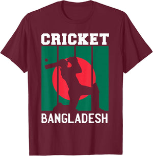 Bangladesh Flag Cricket 2024 Fans Player Coach Bangladeshi T-Shirt - T-Shirt | Maroon