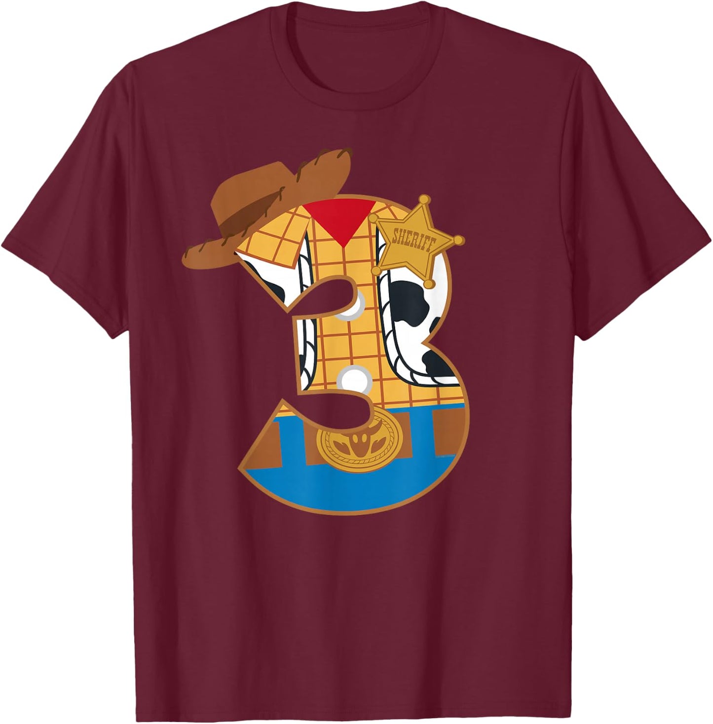 Disney and Pixar's Toy Story Third Birthday 3 Years Old T-Shirt - T-Shirt | Maroon