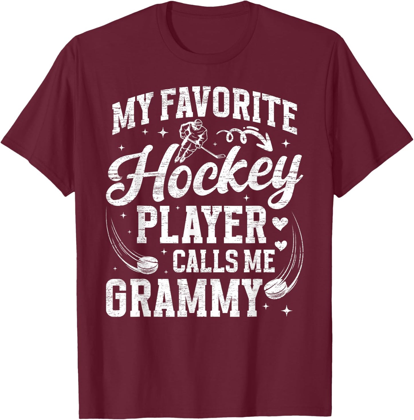 Hockey Grammy Grandma Proud Grammy Of A Hockey Player T-Shirt - T-Shirt | Maroon