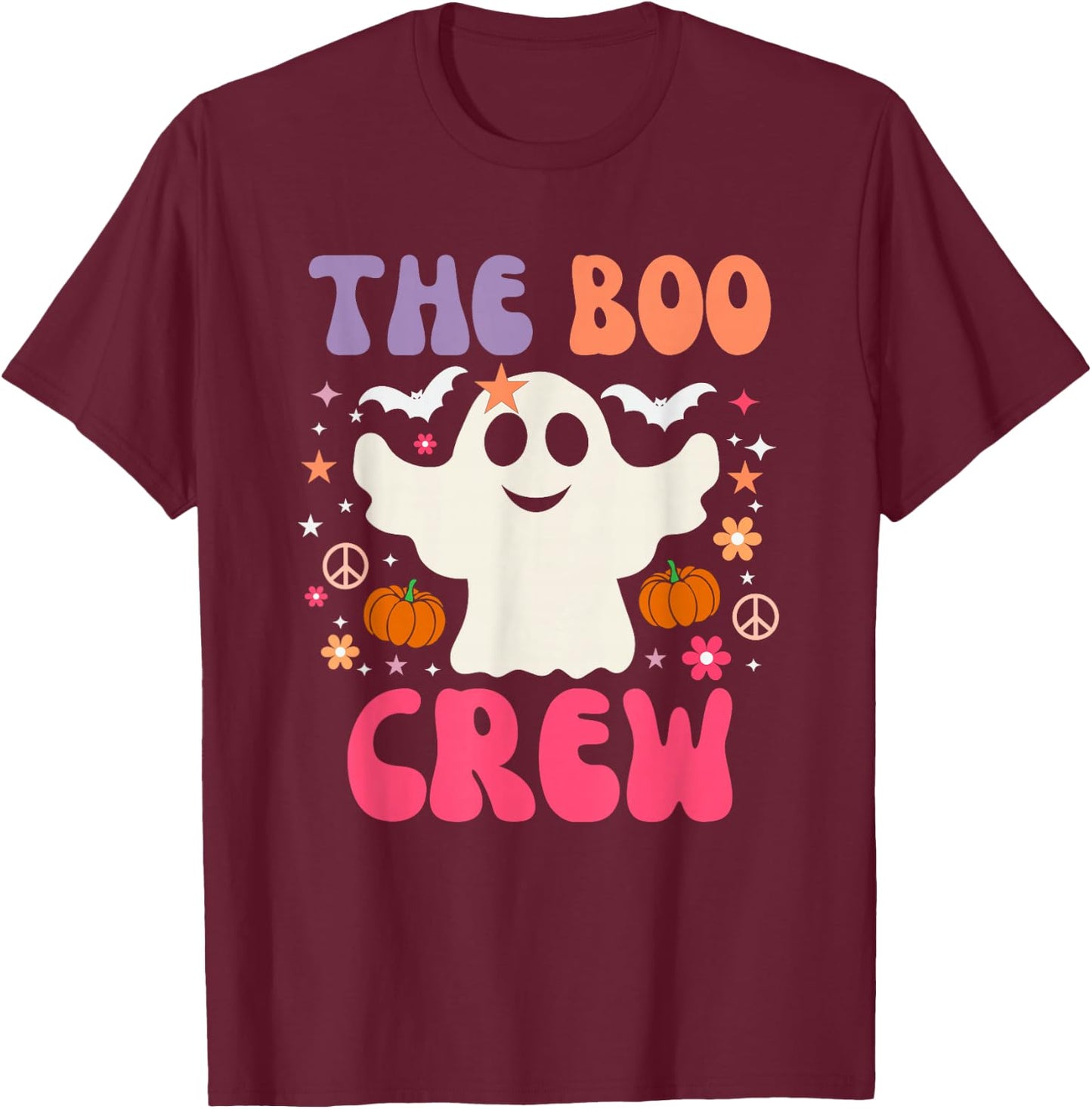 Halloween The Boo Crew - Cute Ghost - Spooky Family Matching T-Shirt - T-Shirt | Maroon