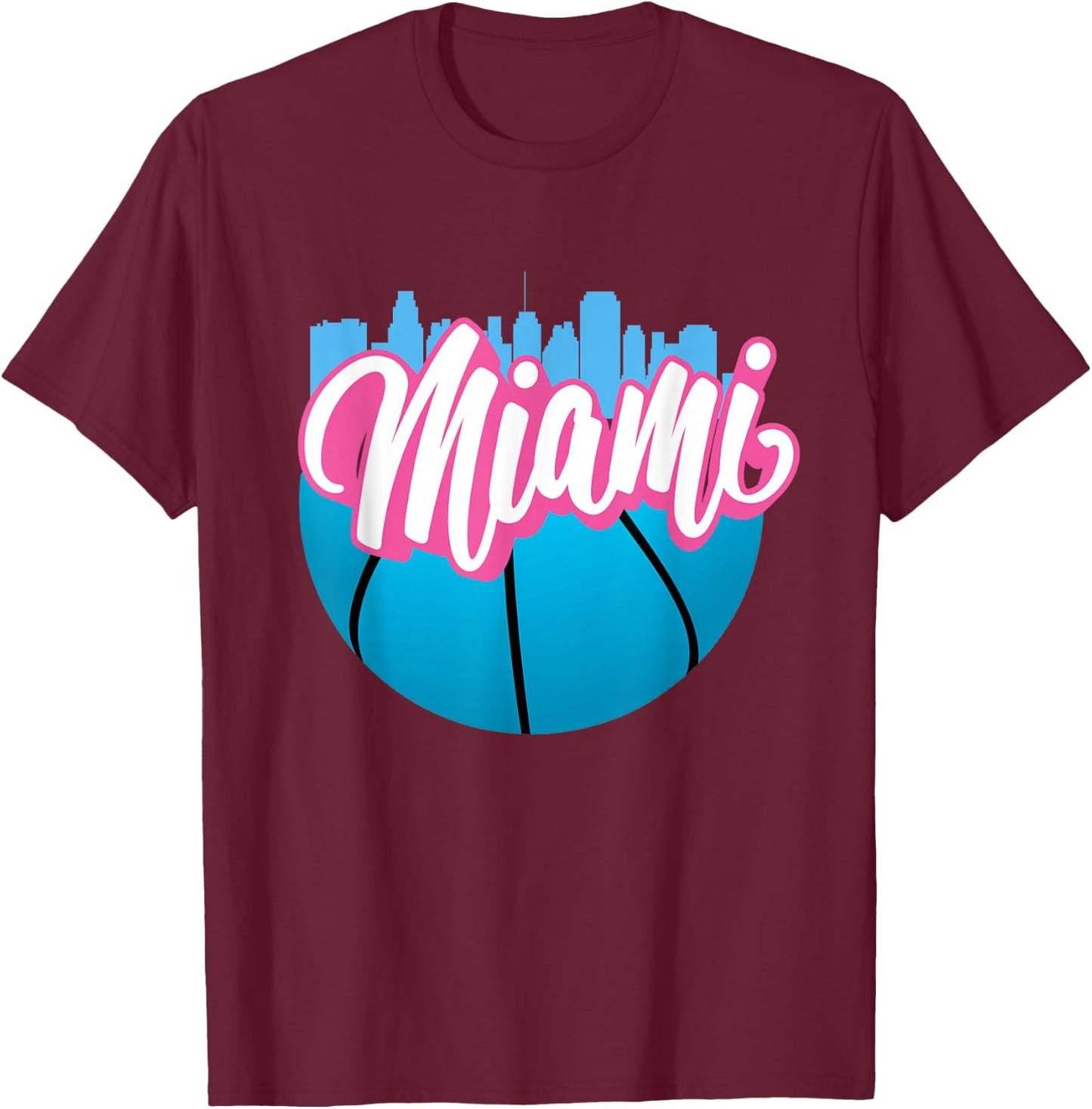 Vintage Miami Florida Cityscape Retro Miami T-Shirt - T-Shirt | Maroon