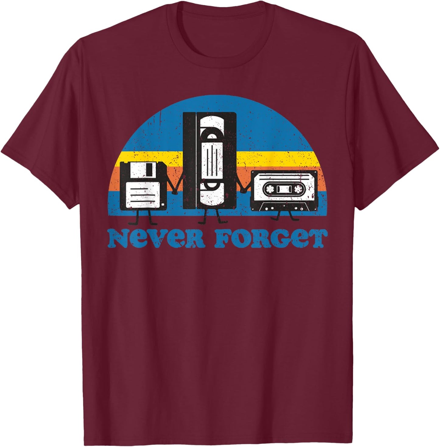Never Forget Cassette Tape VHS Gamer Old School T-Shirt - T-Shirt | Maroon