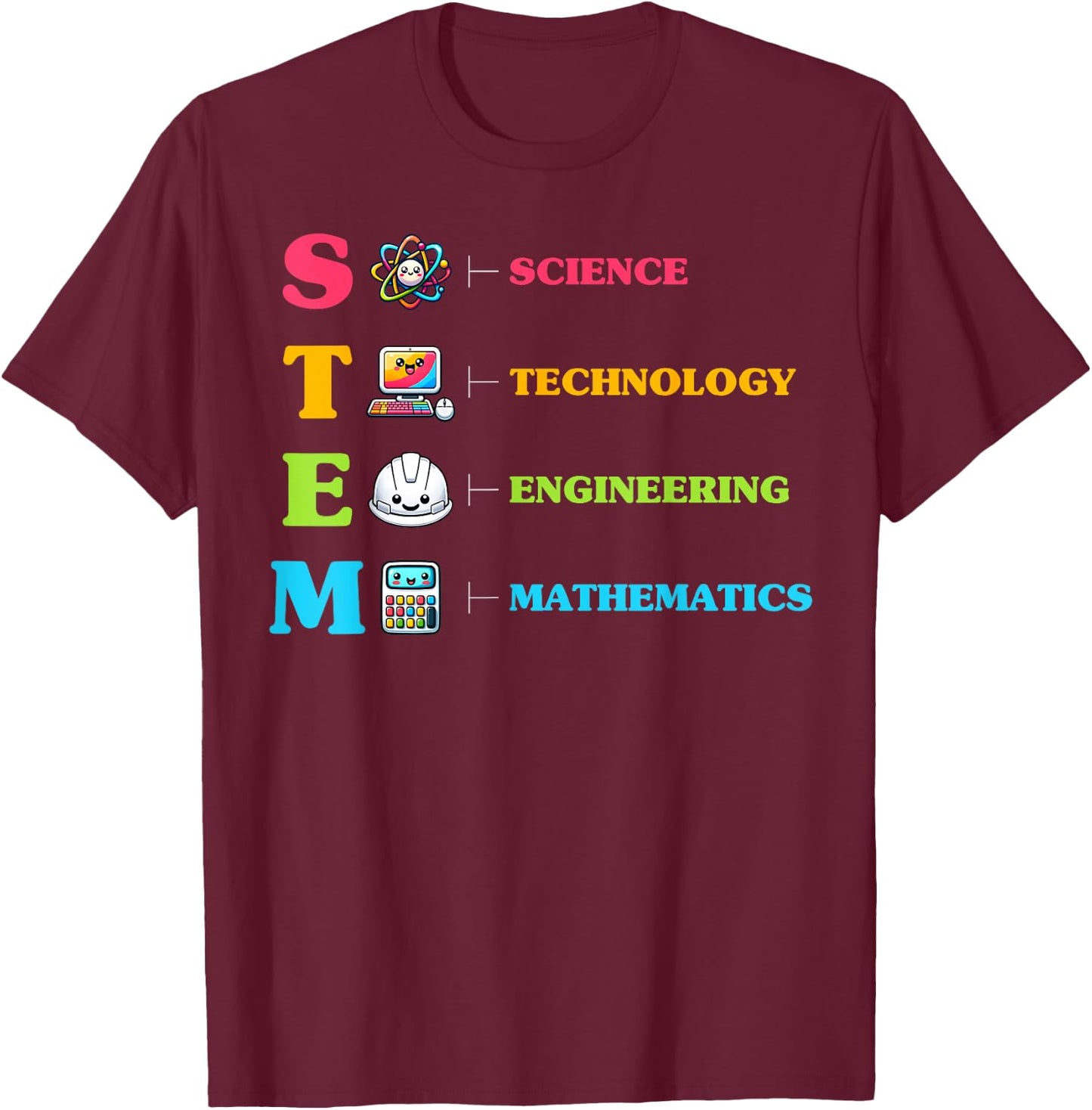 STEM Science Technology Engineering Math Geek Nerd T-Shirt - T-Shirt | Maroon