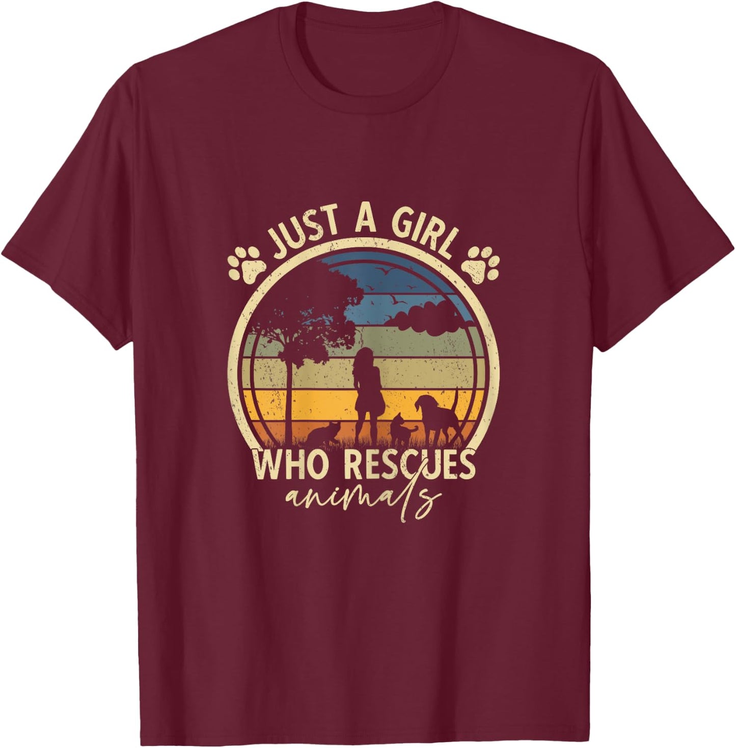 Rescue Animals Dog Cat Just a girl who rescues animals T-Shirt - T-Shirt | Maroon