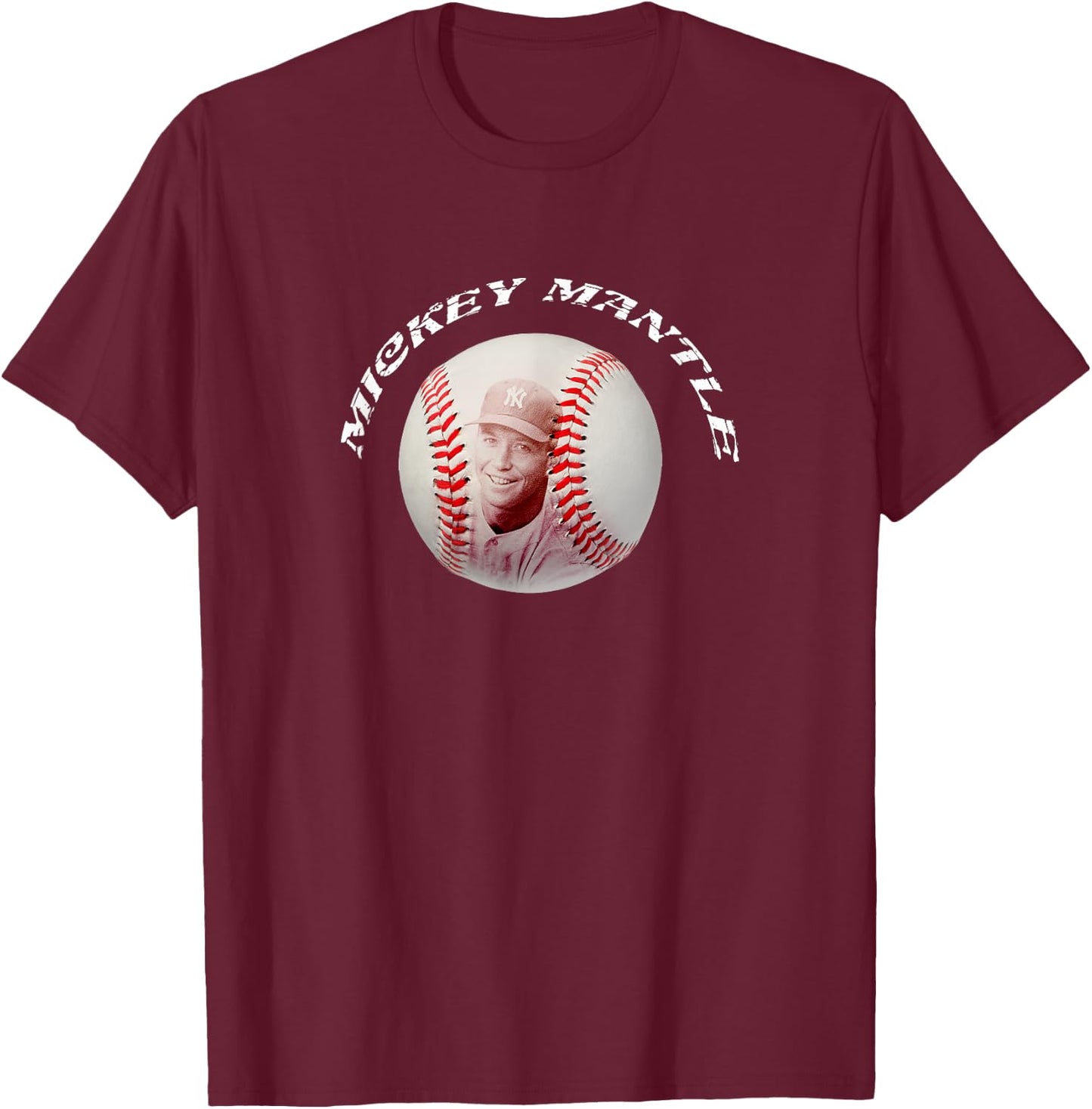 Mickey Mantle_Baseball_002 T-Shirt - T-Shirt | Maroon