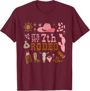 It's My 7 Year Old Shirt 7th Birthday Rodeo Cowgirl T-Shirt - T-Shirt | Maroon