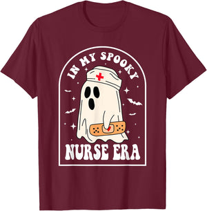 In My Spooky Nurse Era Ghost Vintage Halloween Outfits T-Shirt - T-Shirt | Maroon