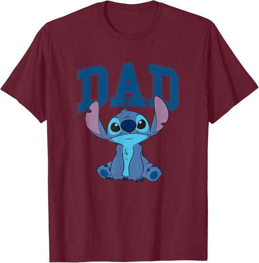 Disney Lilo & Stitch Vintage Dad Cool Stitch Collegiate Logo T-Shirt - T-Shirt | Maroon