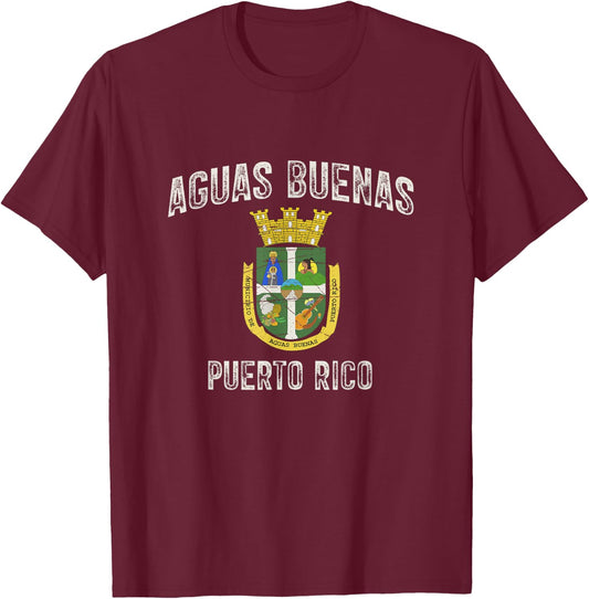 Aguas Buenas City in Puerto Rico, Aguas Buenas Armorial T-Shirt - T-Shirt | Maroon