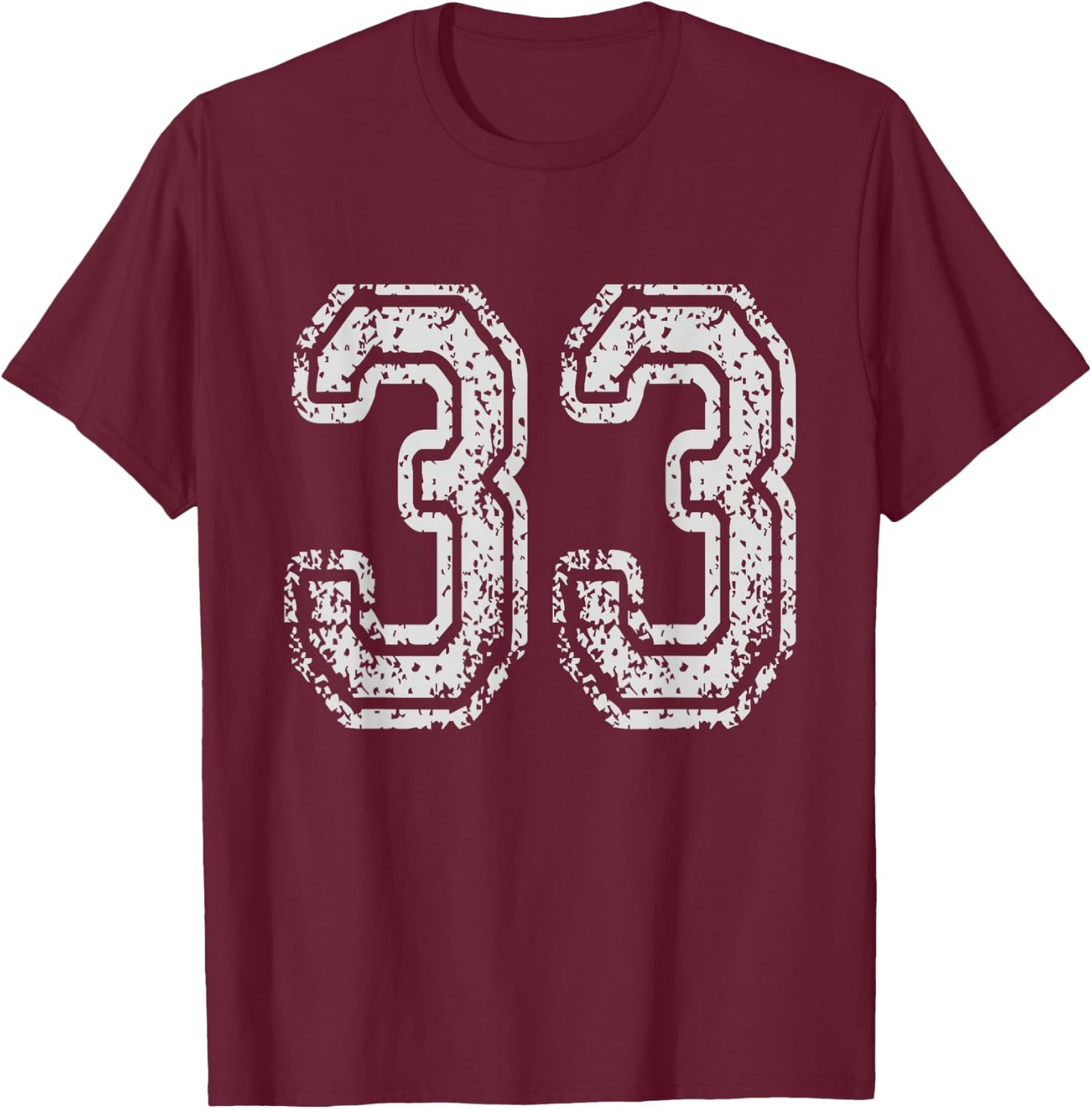 Team Jersey Uniforms Number 33 School Sports 33rd Birthday T-Shirt - T-Shirt | Maroon
