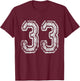 Team Jersey Uniforms Number 33 School Sports 33rd Birthday T-Shirt - T-Shirt | Maroon