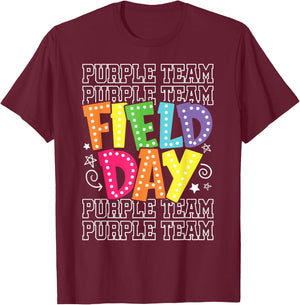 Field Day Purple Team Color War Camp Team Game Competition T-Shirt - T-Shirt | Maroon