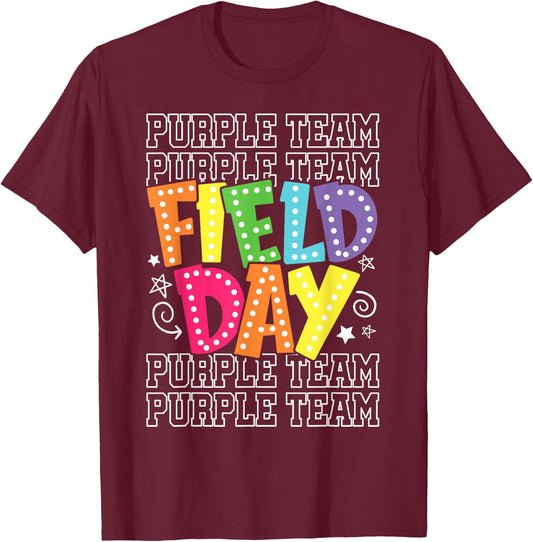 Field Day Purple Team Color War Camp Team Game Competition T-Shirt - T-Shirt | Maroon