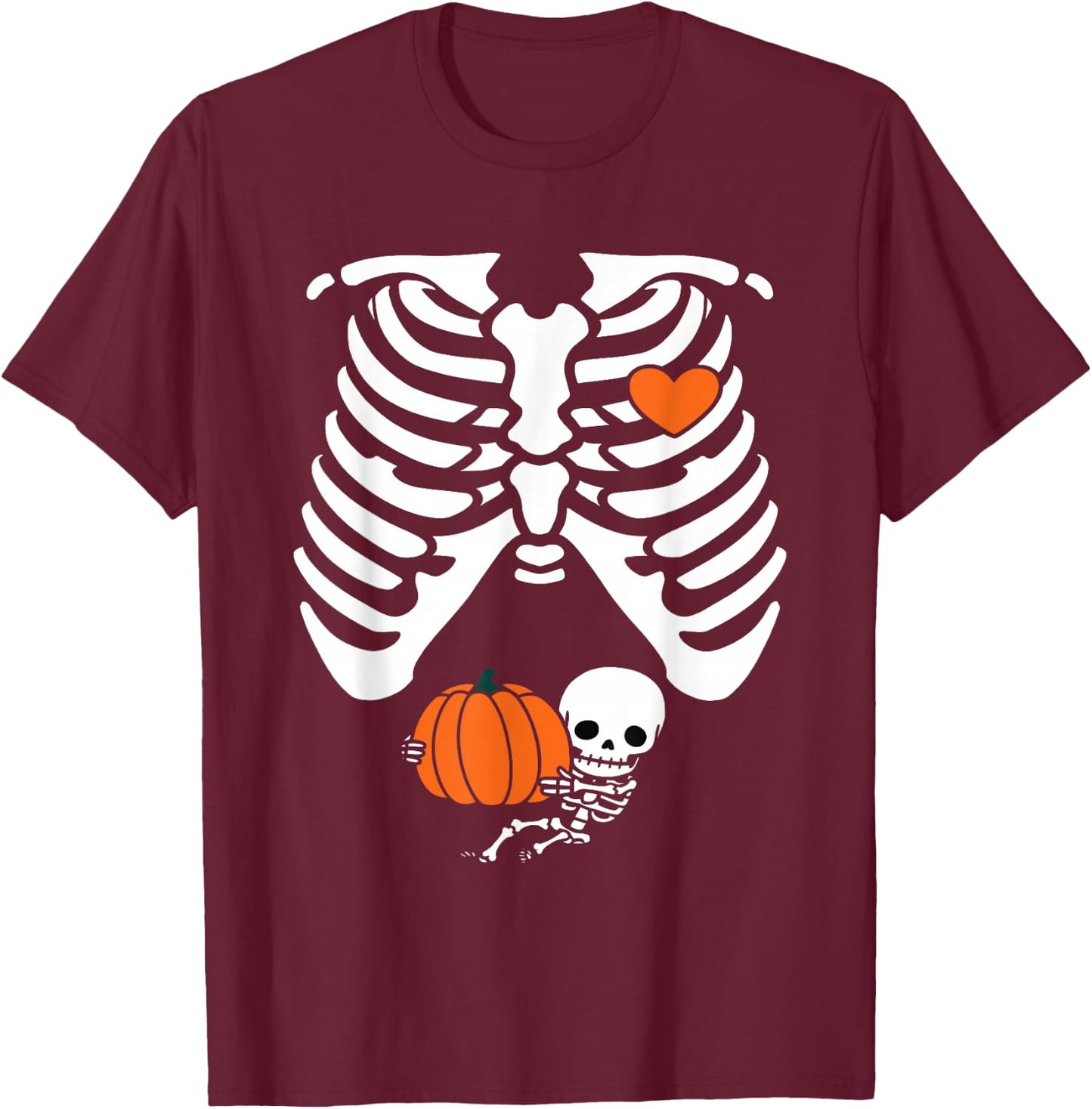 Women Skeleton , Pregnancy Mom Halloween T-Shirt - T-Shirt | Maroon