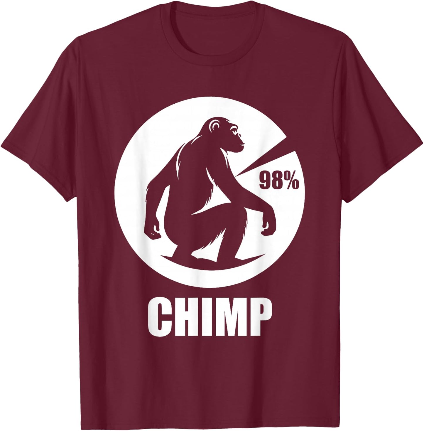 Chimp 98% Funny Chimpanzee Monkey T-Shirt - T-Shirt | Maroon