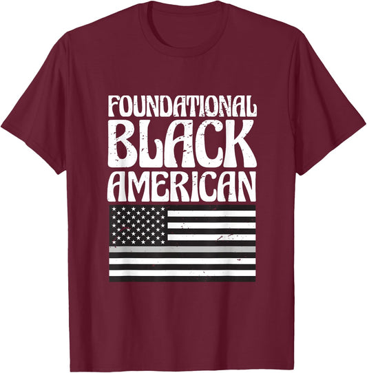 Black History Month Flag Foundational Black American T-Shirt - T-Shirt | Maroon
