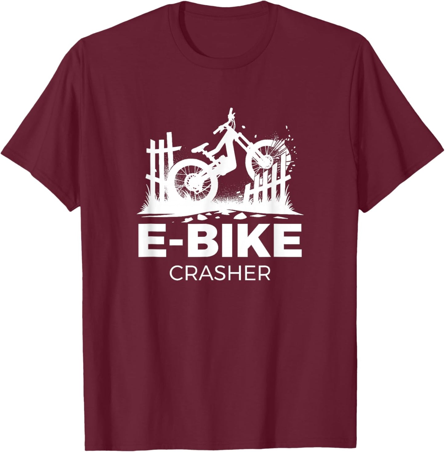 Funny E-Bike Crasher Ebike T-Shirt - T-Shirt | Maroon