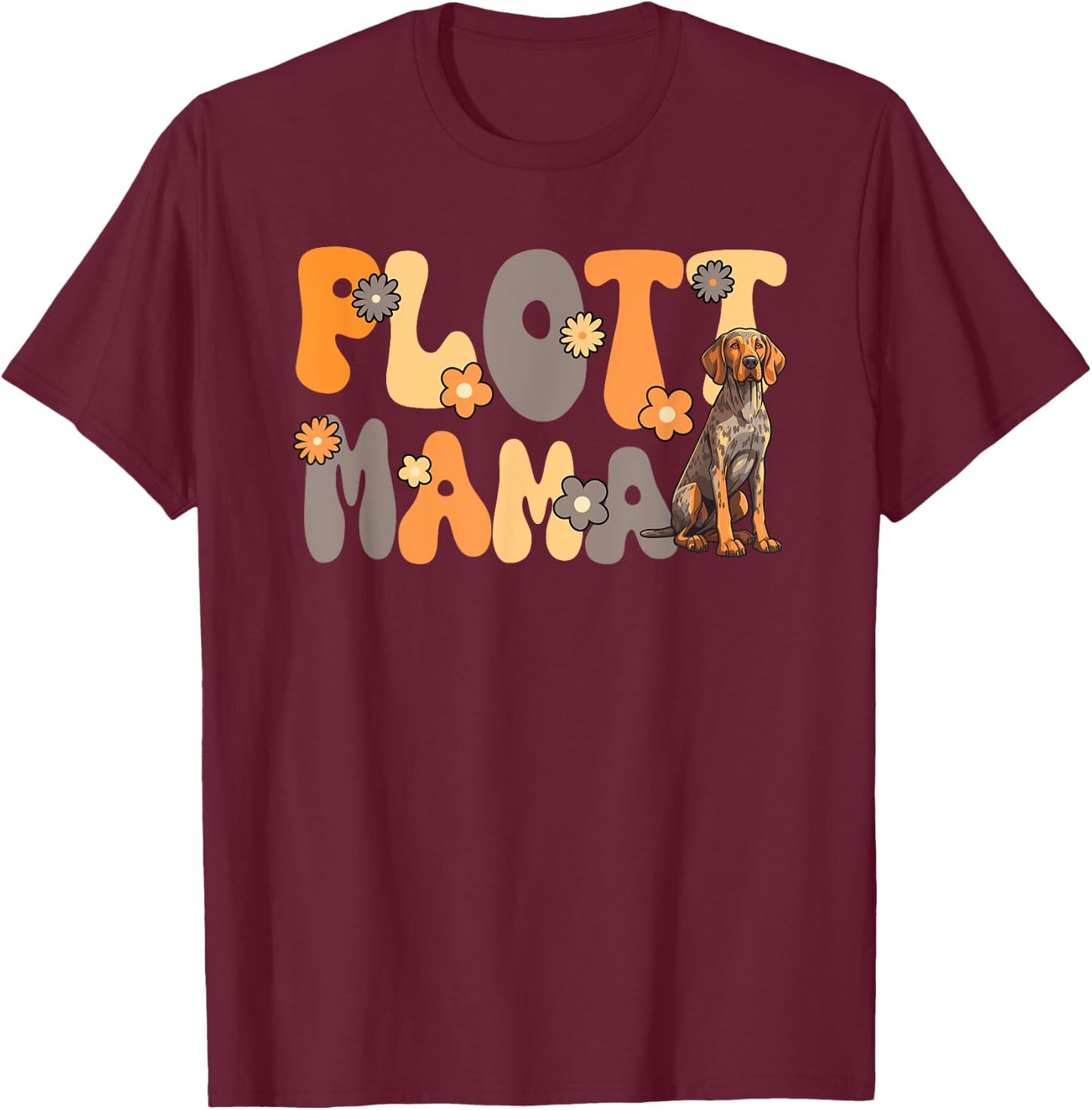 Plott Hound Groovy World's Best Plott Mama T-Shirt - T-Shirt | Maroon
