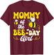 Mommy of The Bee Day Girl Bee Birthday Party Theme Groovy T-Shirt - T-Shirt | Maroon