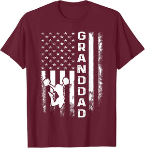 Cheer Granddad American Flag Cheerleading Cheerleader T-Shirt - T-Shirt | Maroon