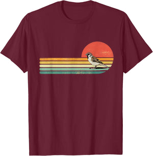 Retro Vintage House Sparrow Bird Animal Bird Lover Birders T-Shirt - T-Shirt | Maroon