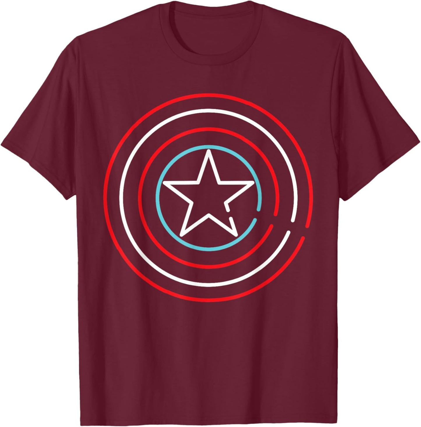 Marvel Super Heroes Neon Light Sign Captain America Shield T-Shirt - T-Shirt | Maroon
