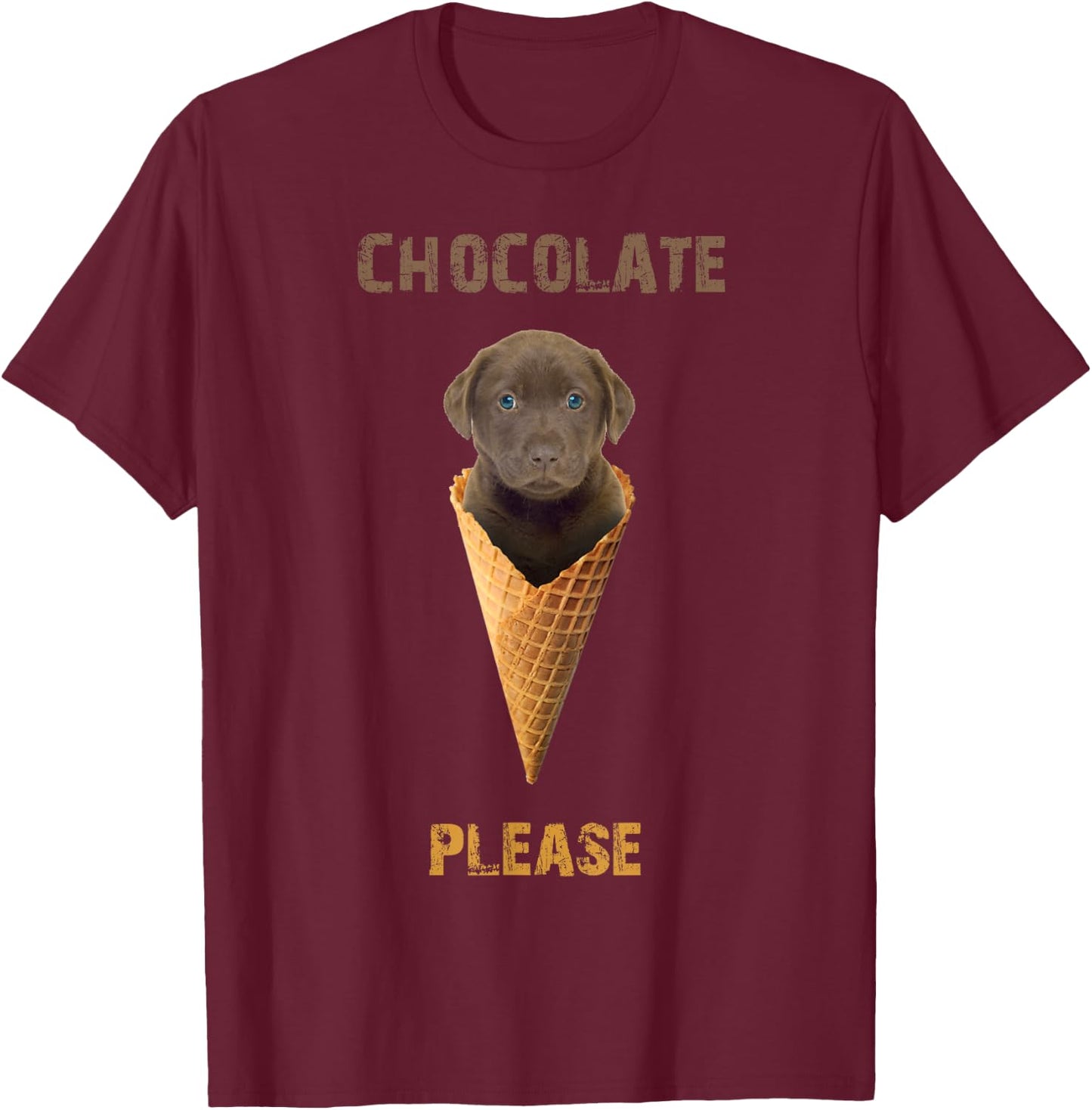 Chocolate Lab shirt Waffle Cone Ice Cream Cute Puppy Women Girls Kids T-Shirt - T-Shirt | Maroon