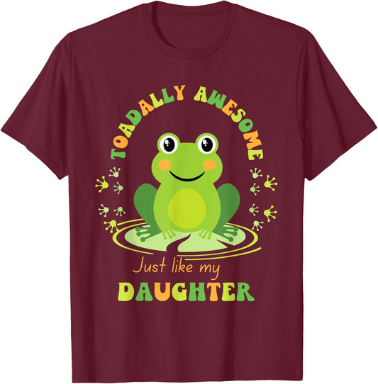 Toadally Awesome Like My Daughter Mom Dad Retro Wavy Text T-Shirt - T-Shirt | Maroon