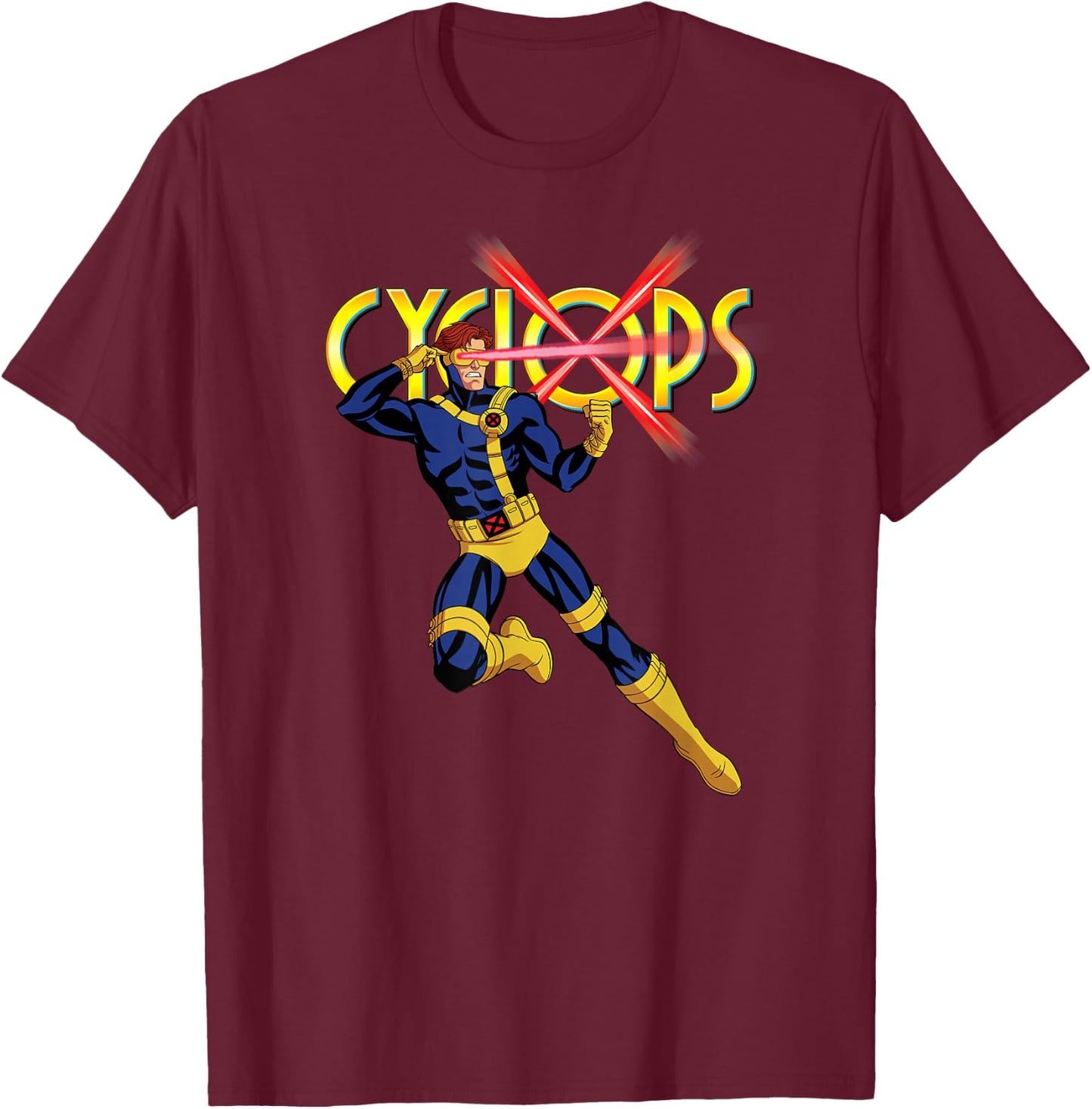 Marvel X-Men '97 Animated Series Cyclops and Logo 2-Sided T-Shirt - T-Shirt | Maroon