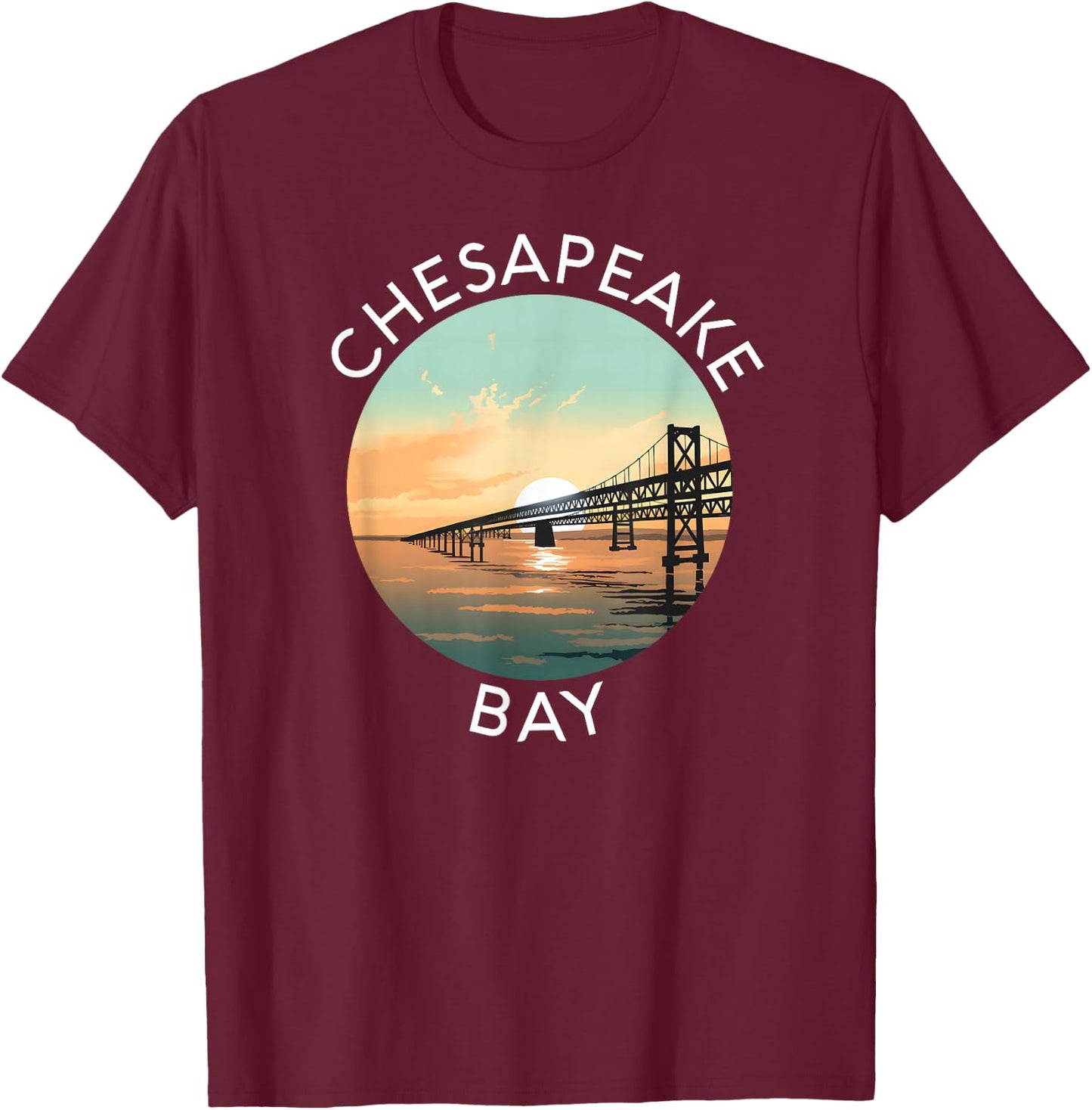 Chesapeake Bay Bridge Maryland Annapolis Kent Island Crab T-Shirt - T-Shirt | Maroon